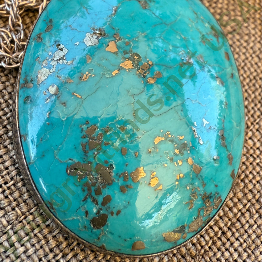 Vintage Navajo Sterling Silver Morenci Turquoise Necklace earrings