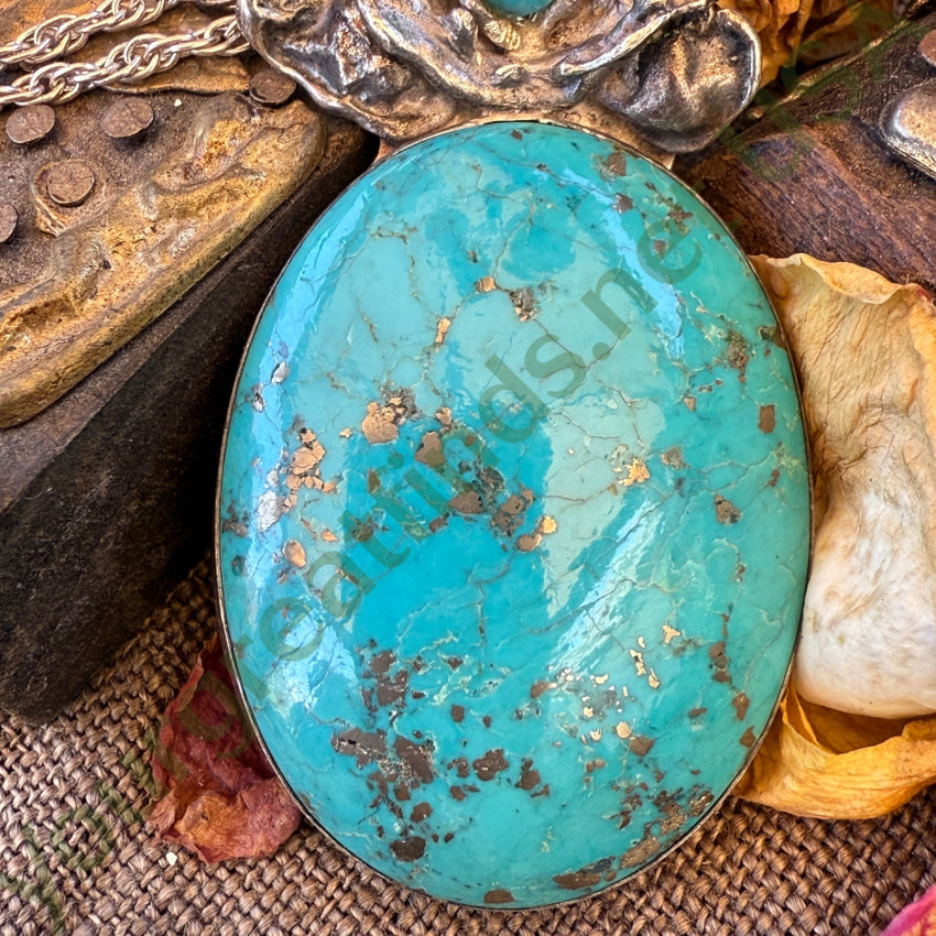 Vintage Navajo Sterling Silver Morenci Turquoise Necklace earrings