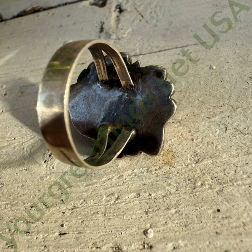 Vintage Navajo Sterling Silver & Natural Green Turquoise Ring 11 1/2 ring