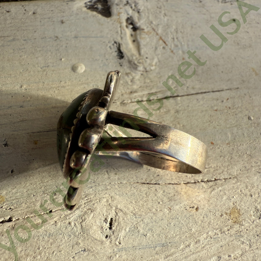 Vintage Navajo Sterling Silver & Natural Green Turquoise Ring 11 1/2 ring