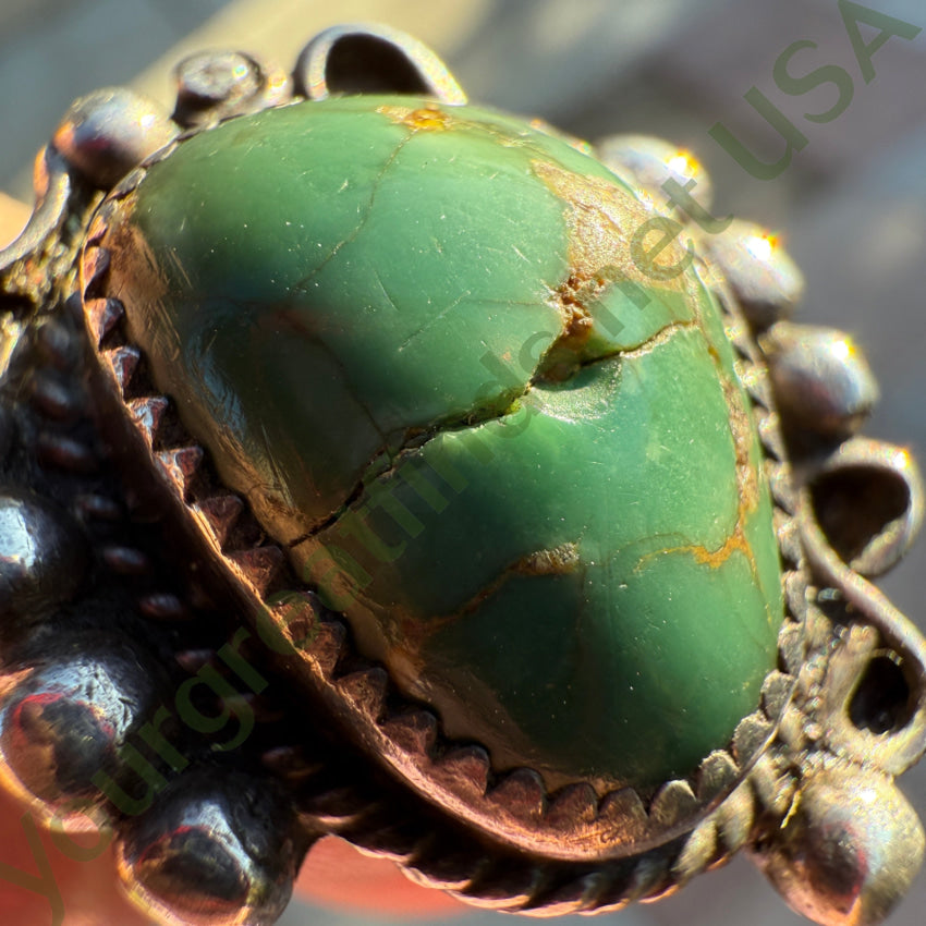 Vintage Navajo Sterling Silver & Natural Green Turquoise Ring 11 1/2 ring