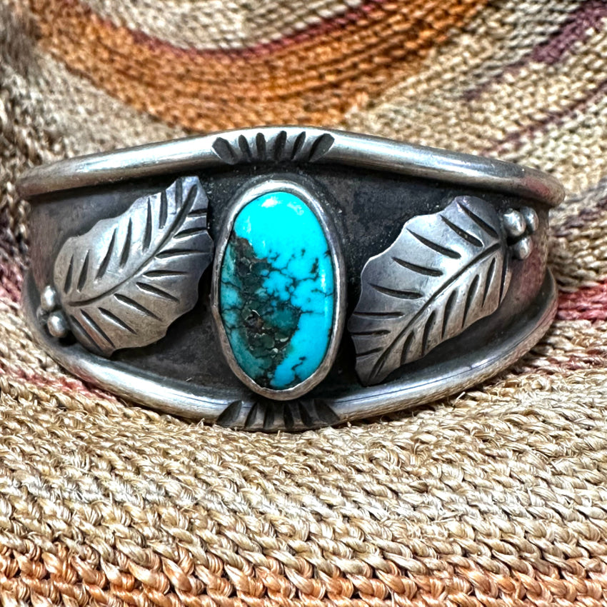 Vintage Navajo Sterling Silver & Natural Turquoise Bracelet