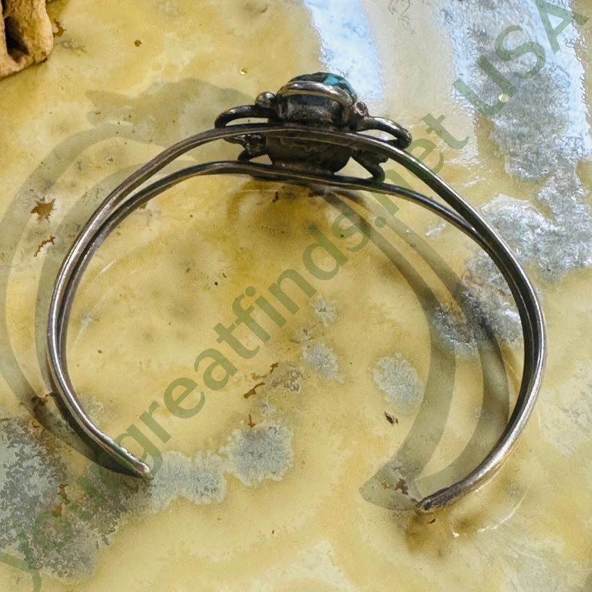 Vintage Navajo Sterling Silver Natural Turquoise Flower Bracelet