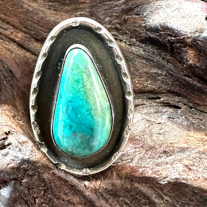 Vintage Navajo Sterling Silver & Natural Turquoise Ring 6 Ring