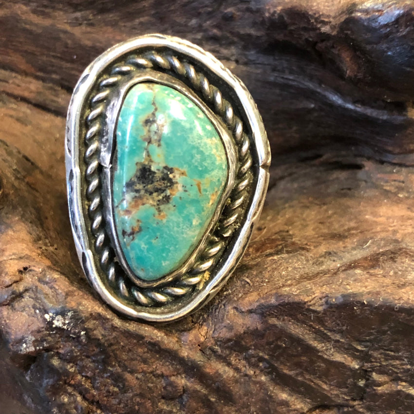 Vintage Navajo Sterling Silver & Natural Turquoise Ring Size 6 Rings