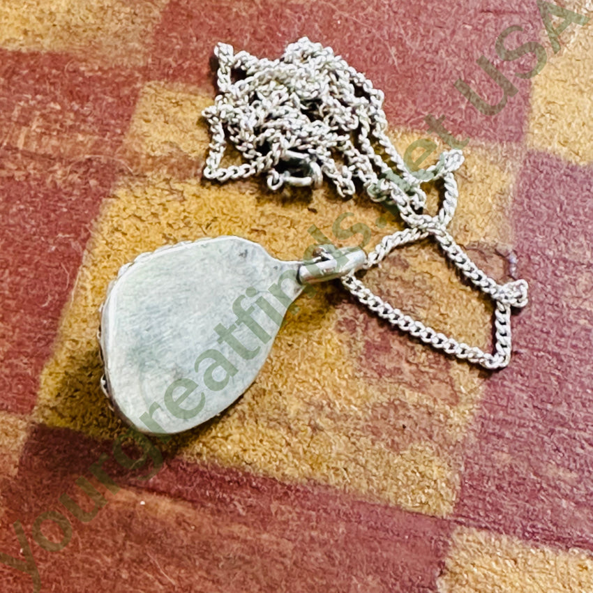 Vintage Navajo Sterling Silver Necklace Quartz Included Turquoise Stone