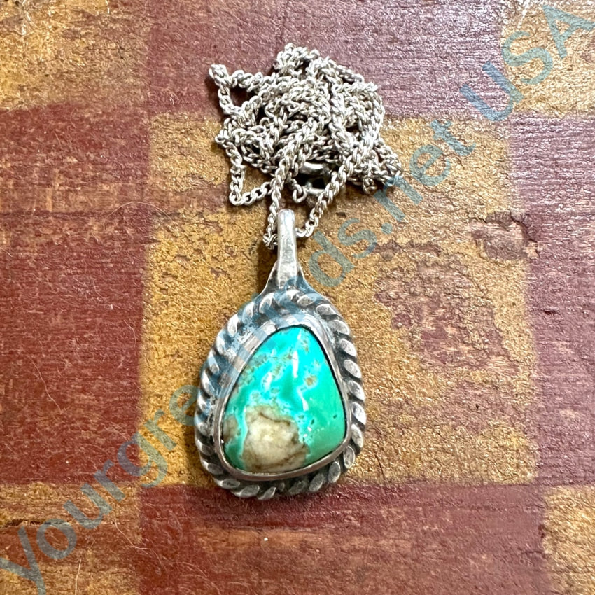 Vintage Navajo Sterling Silver Necklace Quartz Included Turquoise Stone