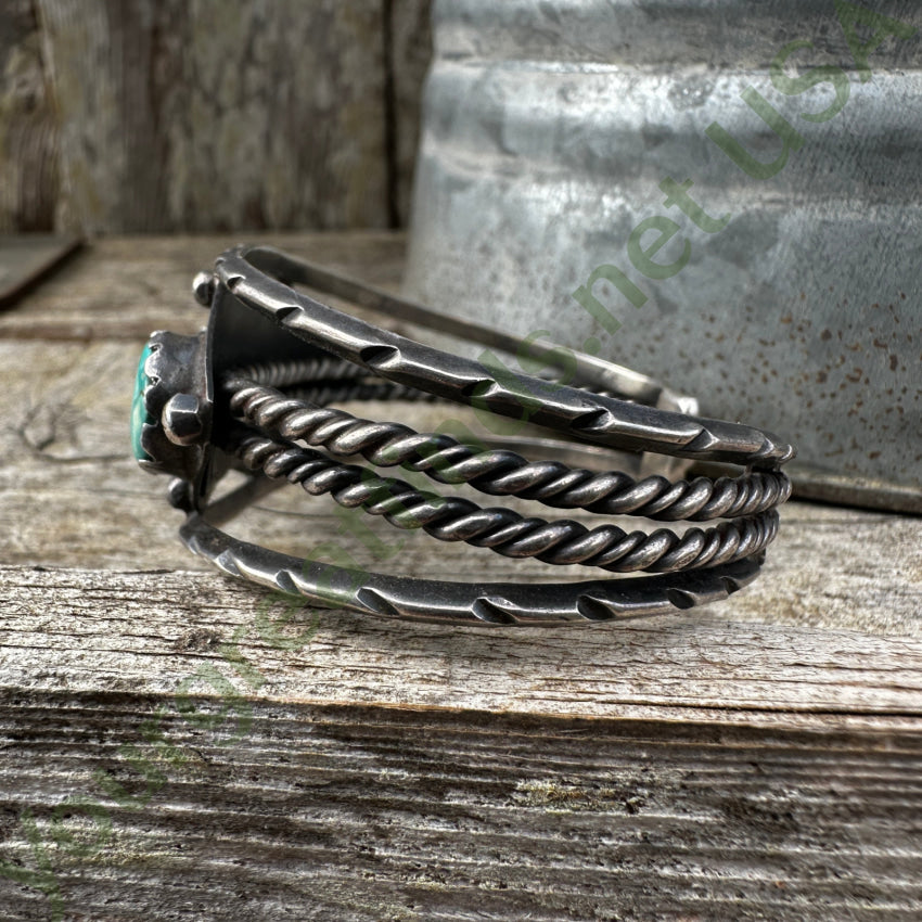 Vintage Navajo Sterling Silver No. 8 Mine Turquoise Cuff Bracelet