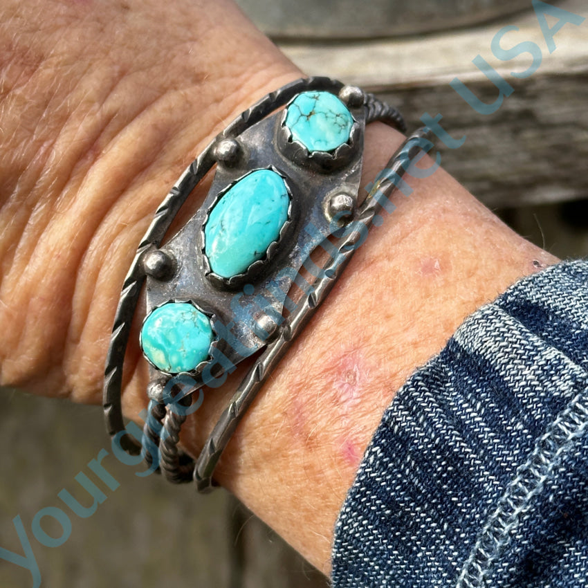 Vintage Navajo Sterling Silver No. 8 Mine Turquoise Cuff Bracelet Bracelet