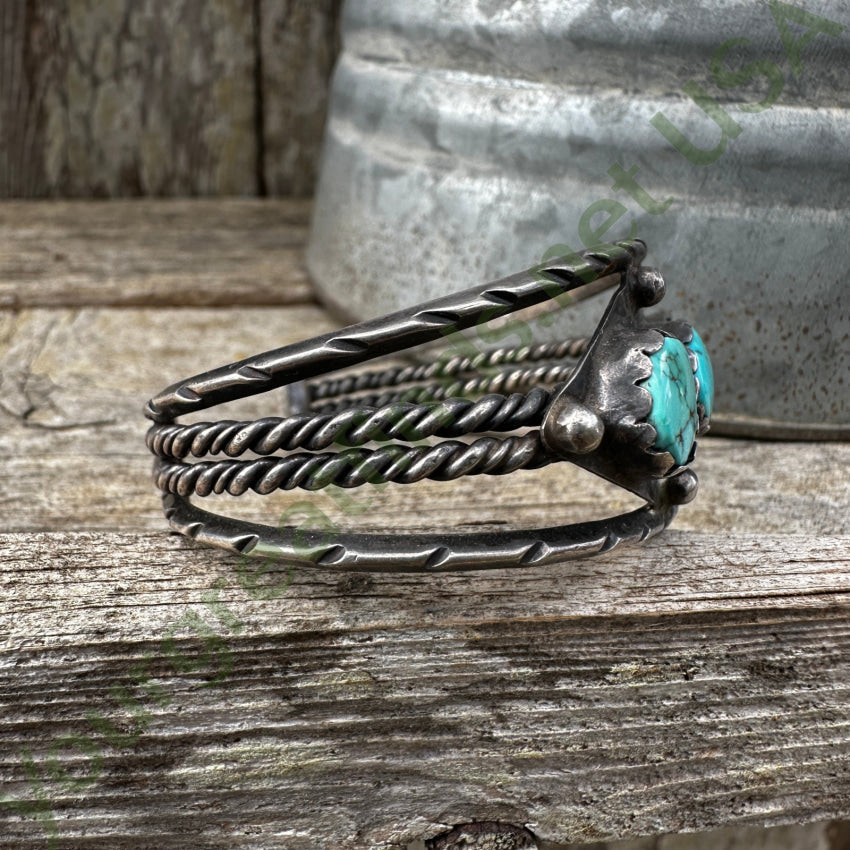 Vintage Navajo Sterling Silver No. 8 Mine Turquoise Cuff Bracelet