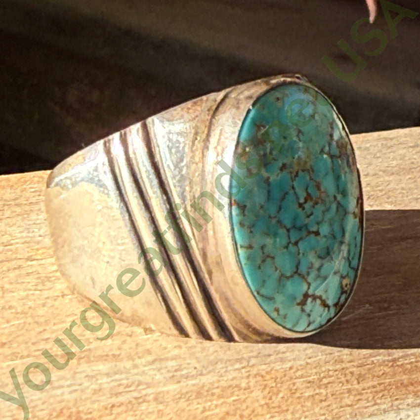 Vintage Navajo Sterling Silver No. 8 Mine Turquoise Ring Size 11 ring