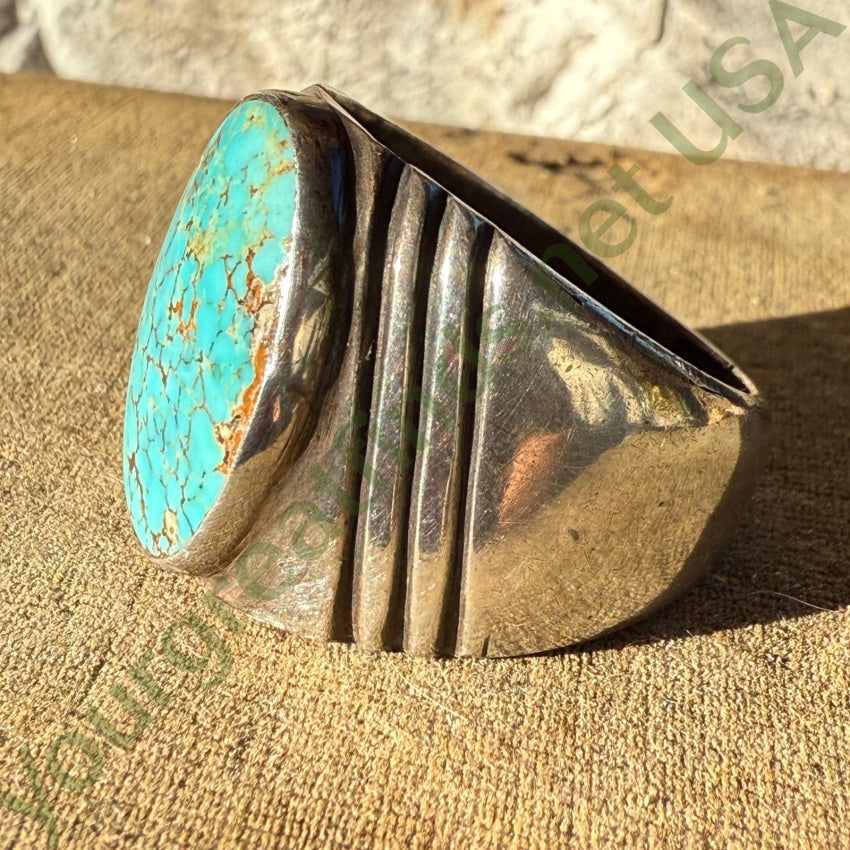Vintage Navajo Sterling Silver No. 8 Mine Turquoise Ring Size 11 ring