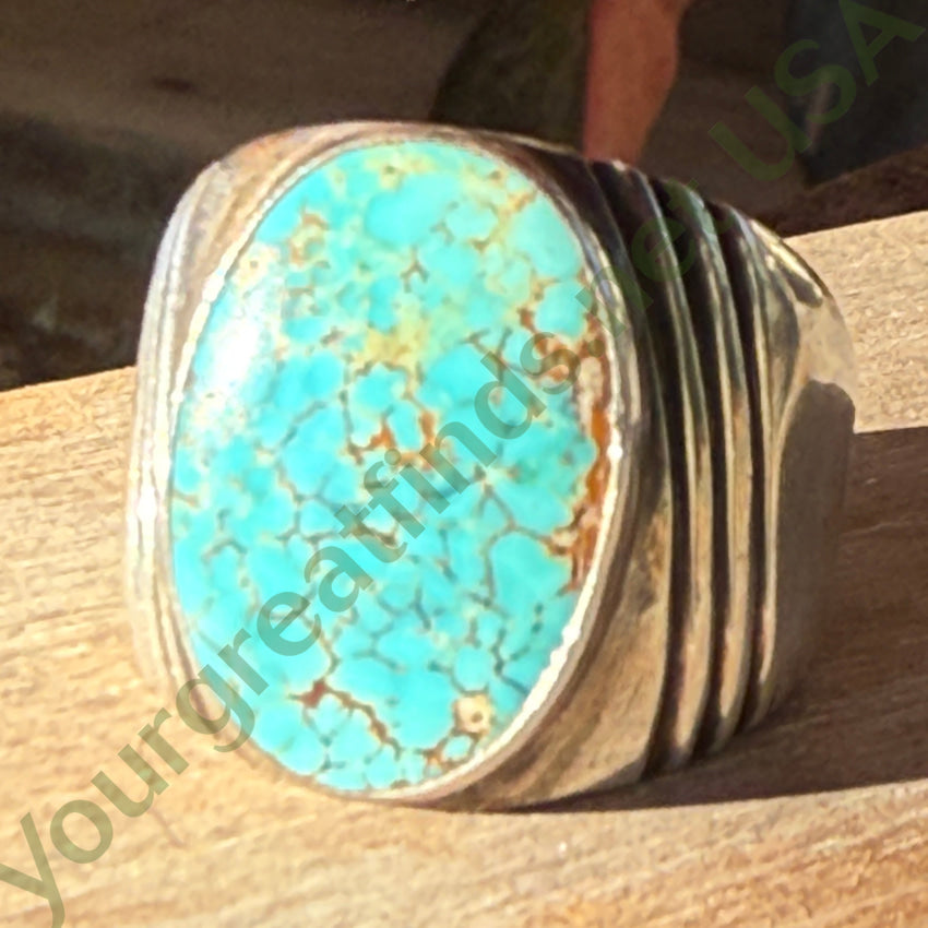 Vintage Navajo Sterling Silver No. 8 Mine Turquoise Ring Size 11 ring