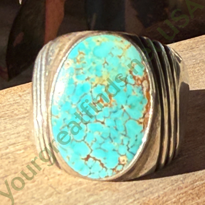 Vintage Navajo Sterling Silver No. 8 Mine Turquoise Ring Size 11 ring