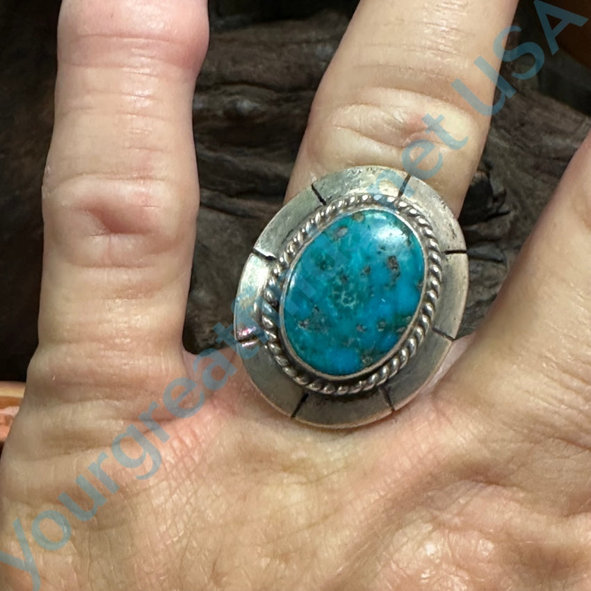 Vintage Navajo Sterling Silver Nodule Turquoise Ring Size 7