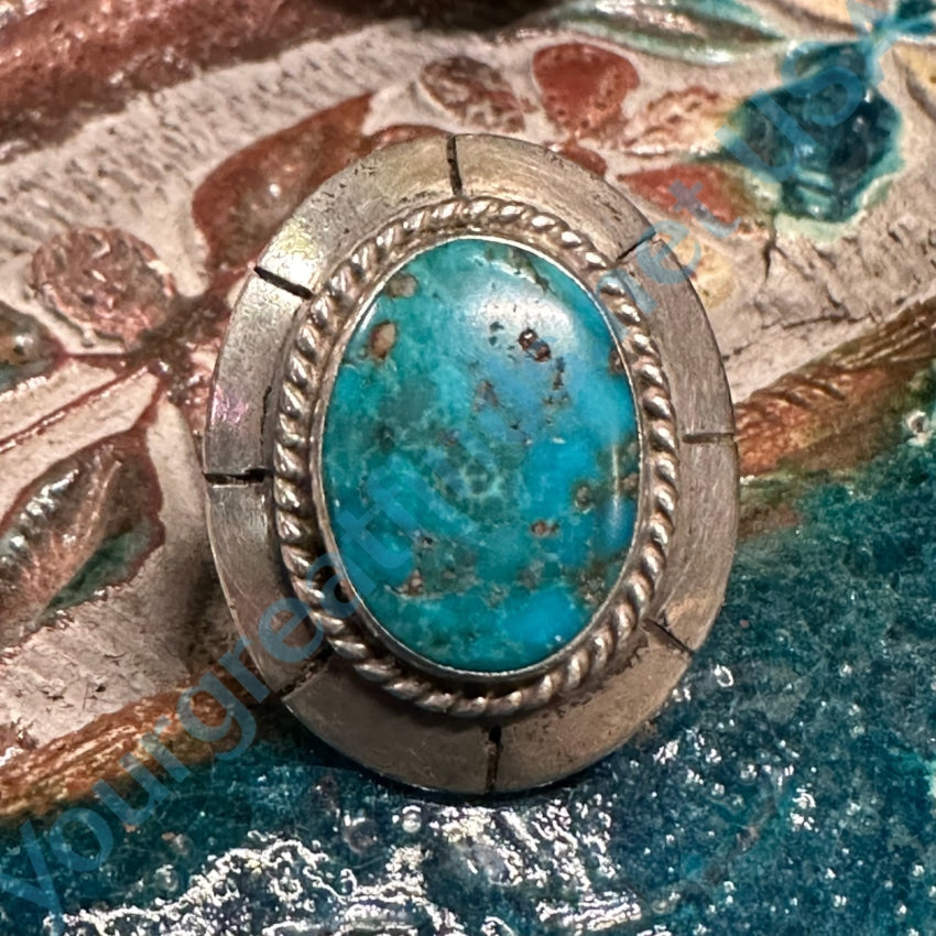 Vintage Navajo Sterling Silver Nodule Turquoise Ring Size 7
