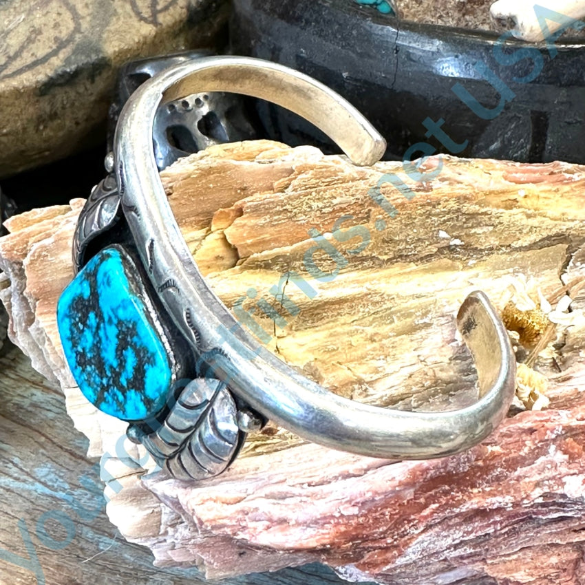 Vintage Navajo Sterling Silver Off-Set Turquoise Bracelet