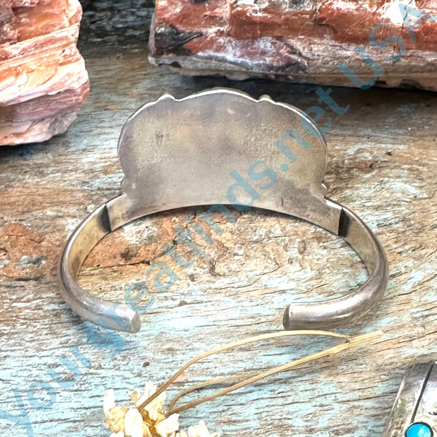 Vintage Navajo Sterling Silver Off-Set Turquoise Bracelet