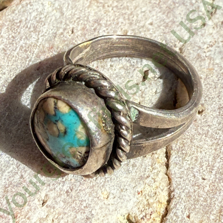 Vintage Navajo Sterling Silver & Pale Blue Turquoise Ring Size 5 Ring