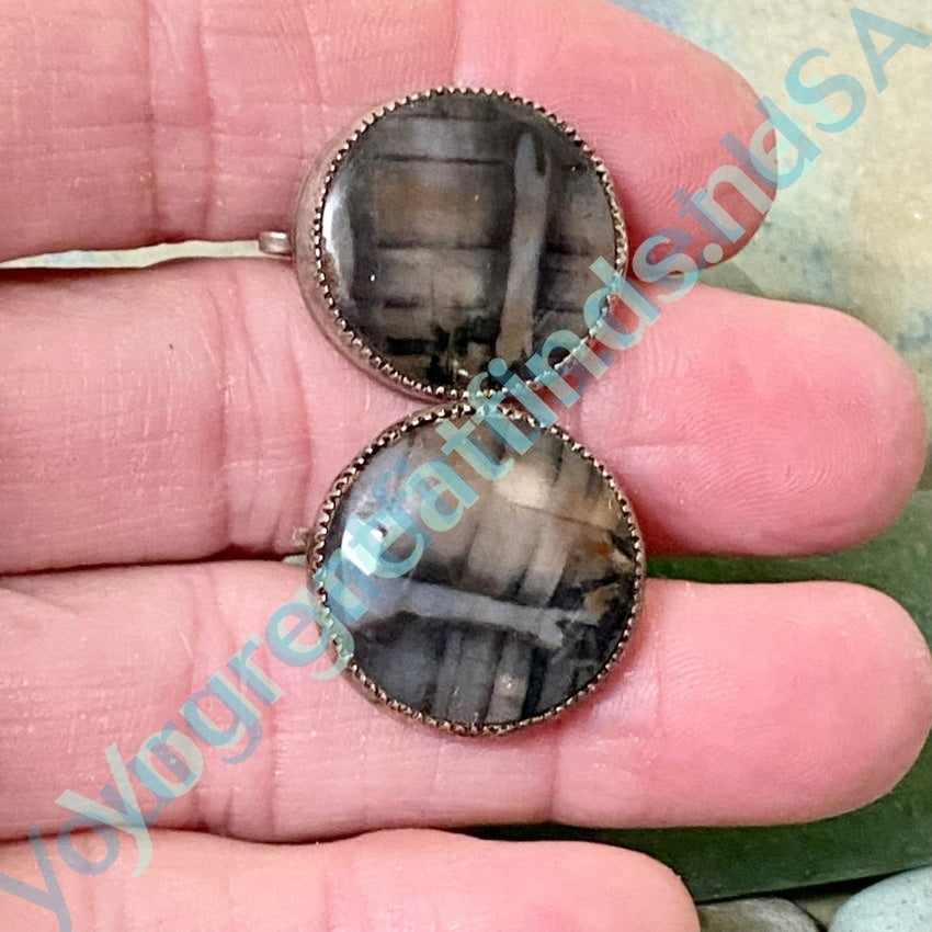 Vintage Navajo Sterling Silver Petrified Wood Earrings Yourgreatfinds