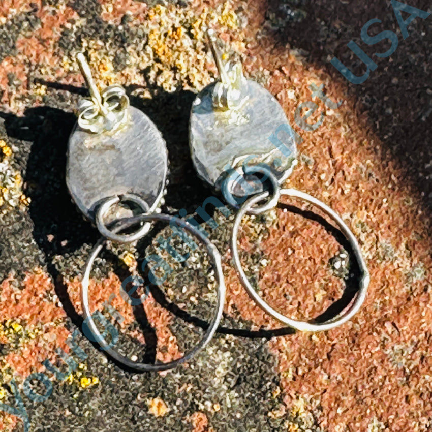 Vintage Navajo Sterling Silver Pilot Mountain Turquoise Pierced Post Earrings Earrings