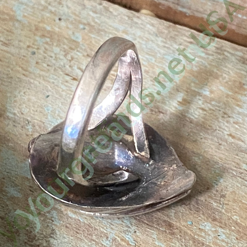 Vintage Navajo Sterling Silver Ring Carved Turquoise Size 9 Yourgreatfinds