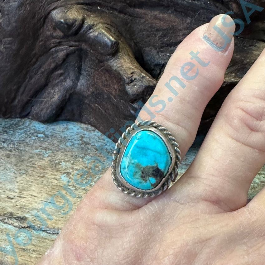 Vintage Navajo Sterling Silver Ring Turquoise Size 6