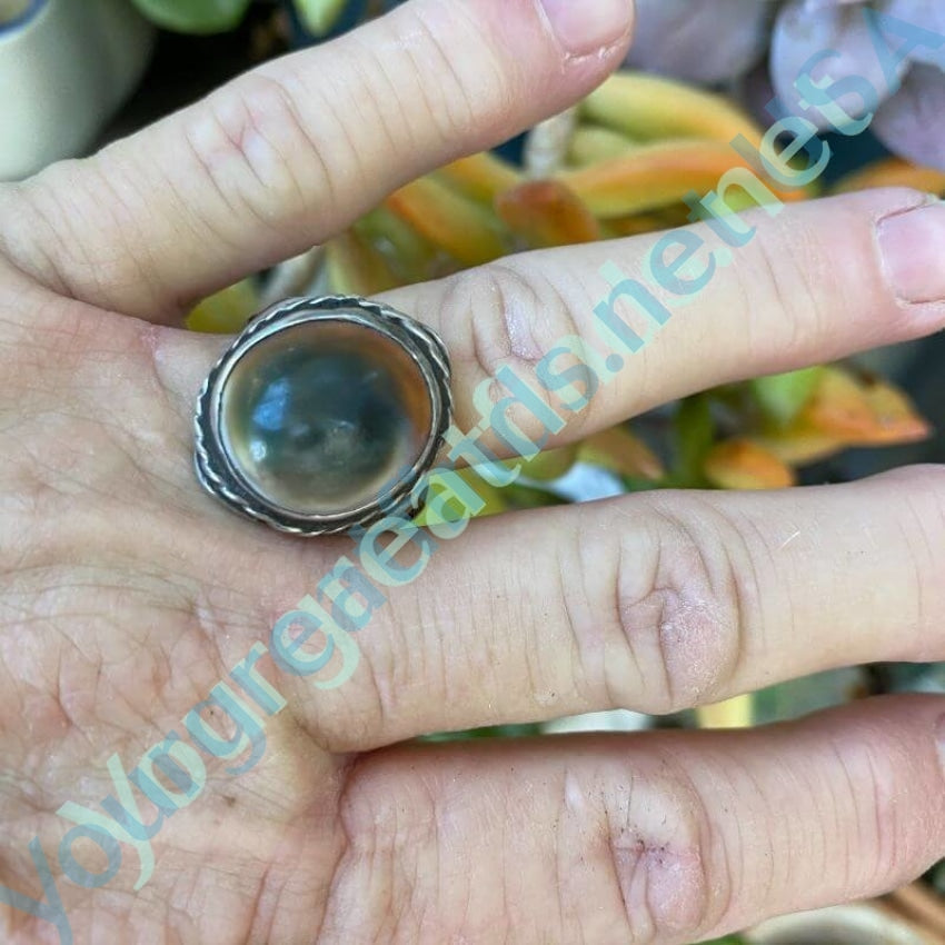 Vintage Navajo Sterling Silver Ring with Operculum Shell Size 11 Yourgreatfinds