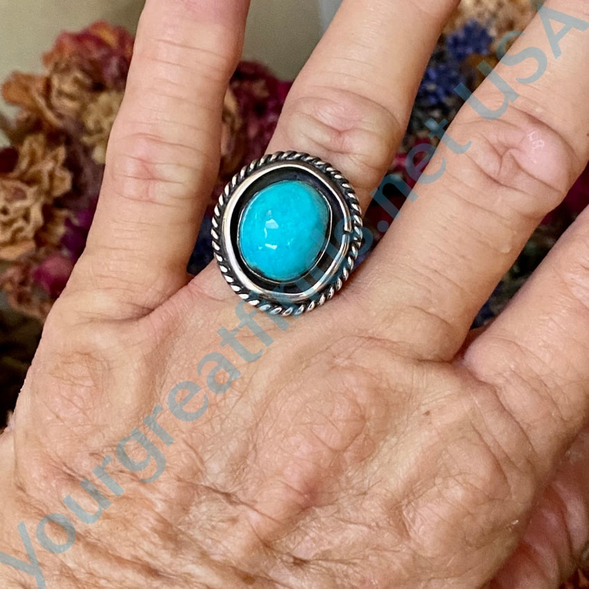 VTG NAVAJO STERLING SILVER TURQUOISE on sale TIGERS EYE RING #A147