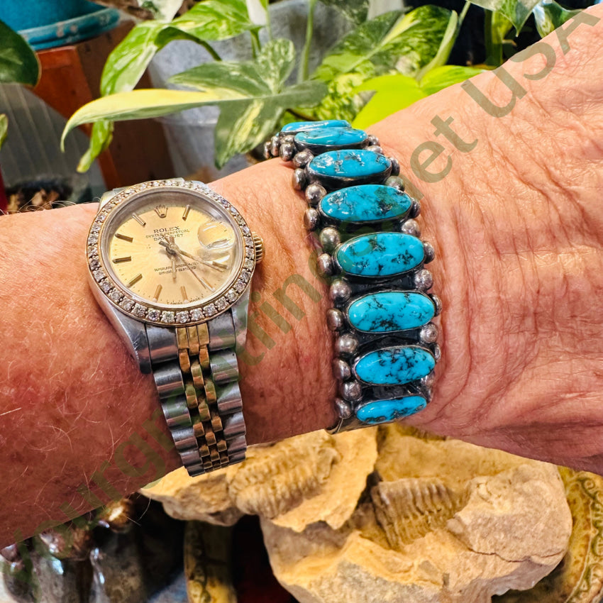 Vintage Navajo Sterling Silver Row Bracelet