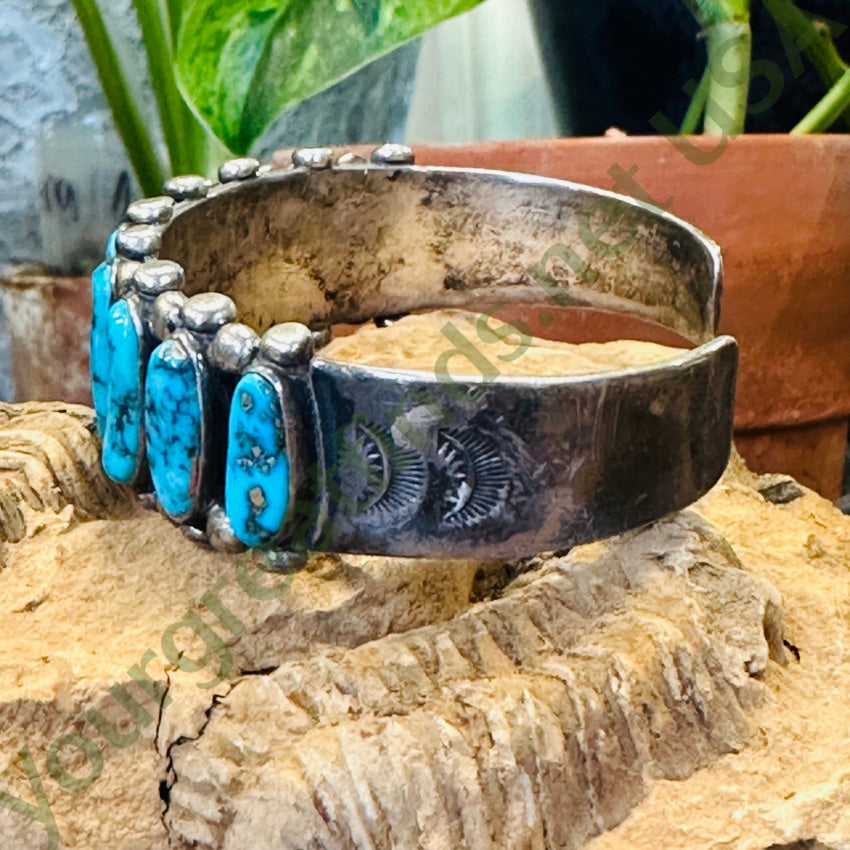 Vintage Navajo Sterling Silver Row Bracelet