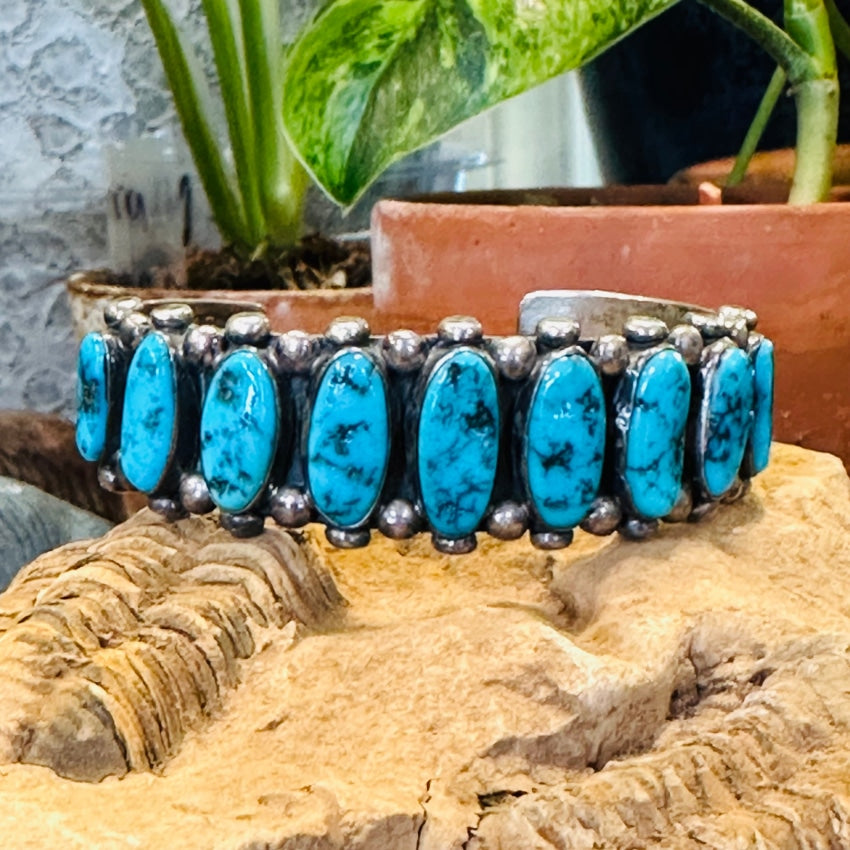 Vintage Navajo Sterling Silver Row Bracelet