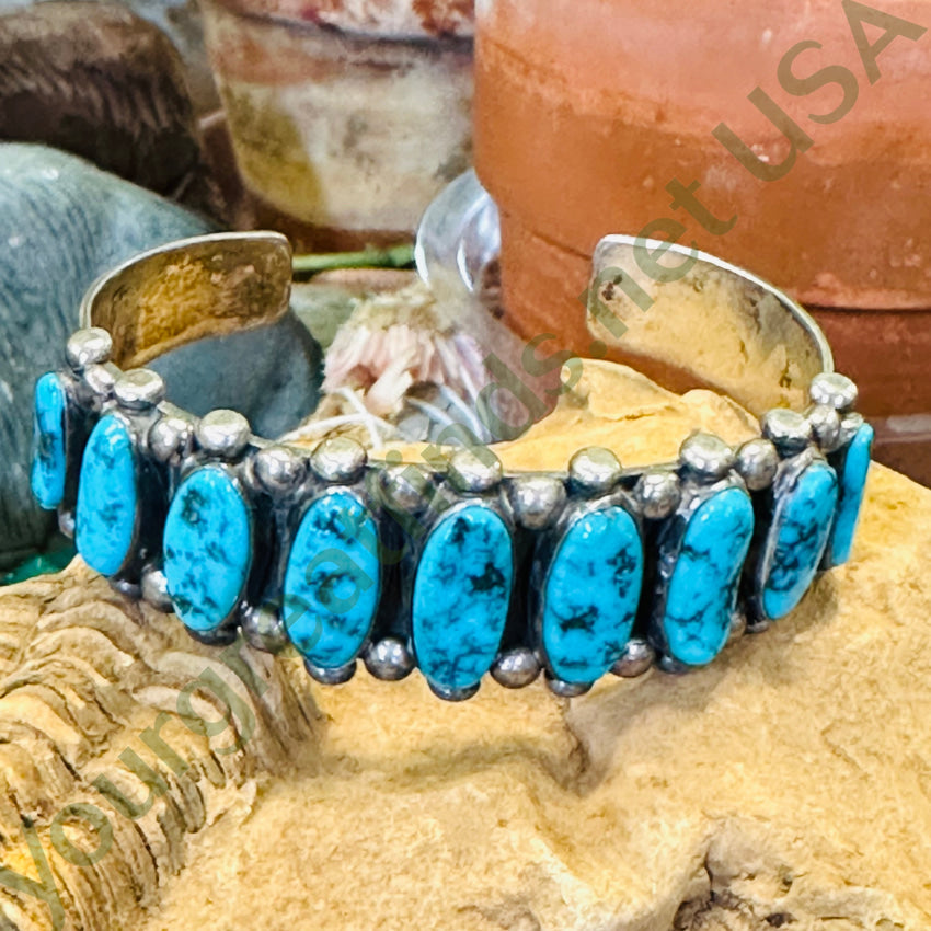 Vintage Navajo Sterling Silver Row Bracelet