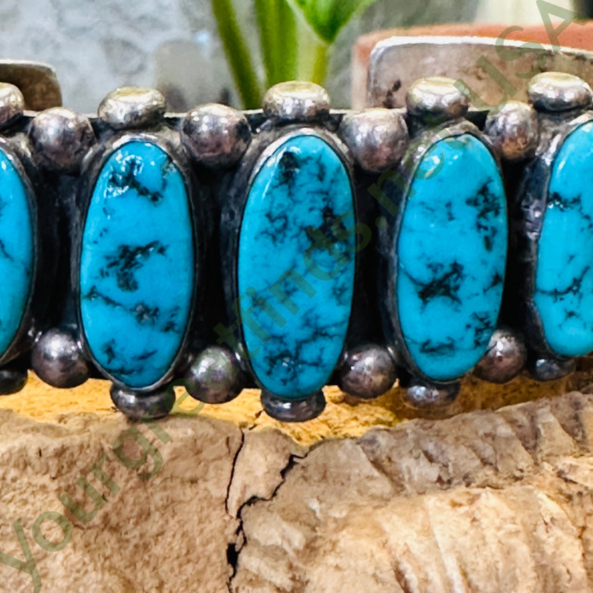 Vintage Navajo Sterling Silver Row Bracelet