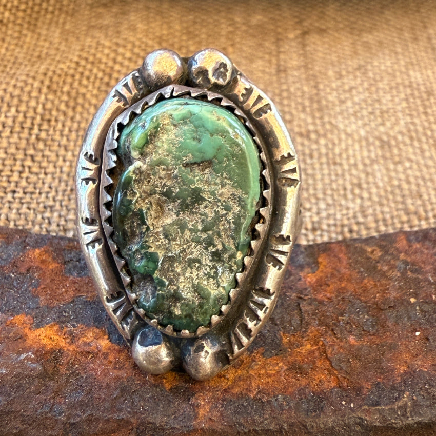 Vintage Navajo Sterling Silver Seafoam Turquoise Ring 6 1/2 ring