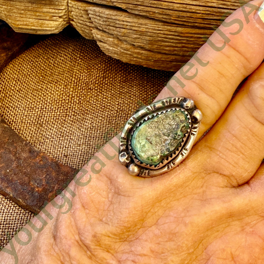Vintage Navajo Sterling Silver Seafoam Turquoise Ring 6 1/2 ring