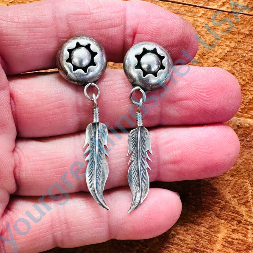 Vintage Navajo Sterling Silver Shadowbox Pierced Post Earrings Earrings