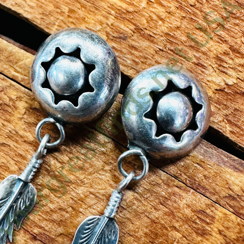 Vintage Navajo Sterling Silver Shadowbox Pierced Post Earrings Earrings