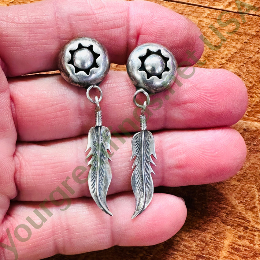 Vintage Navajo Sterling Silver Shadowbox Pierced Post Earrings Earrings