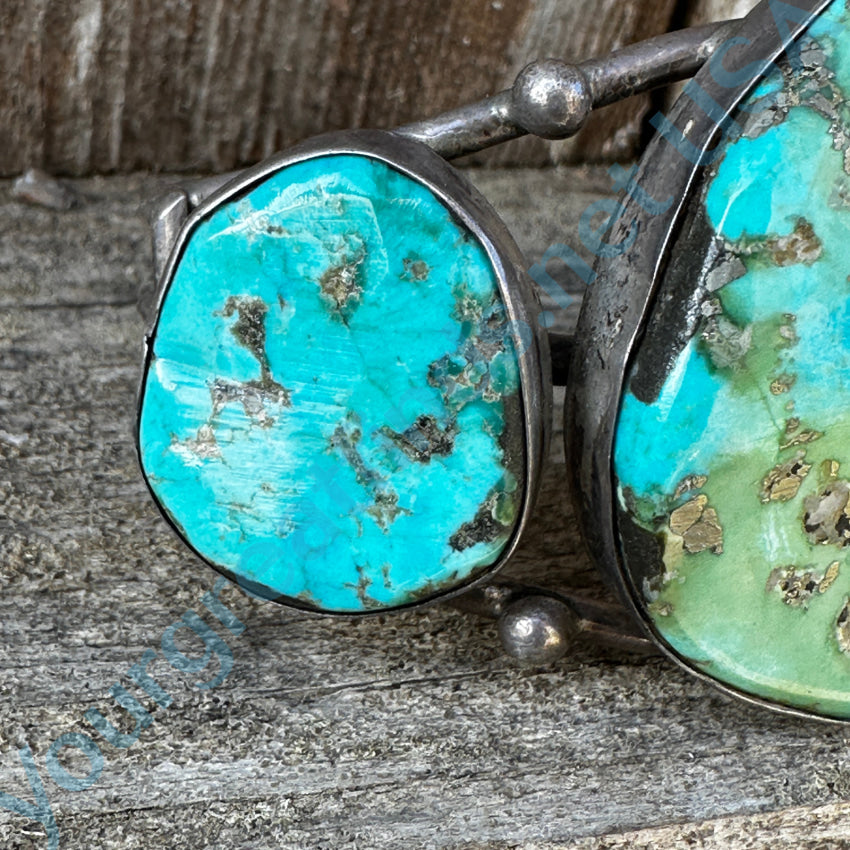 Vintage Navajo Sterling Silver Sky Blue & Mint Turquoise Cuff Bracelet Bracelet