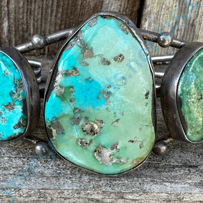 Vintage Navajo Sterling Silver Sky Blue & Mint Turquoise Cuff Bracelet Bracelet