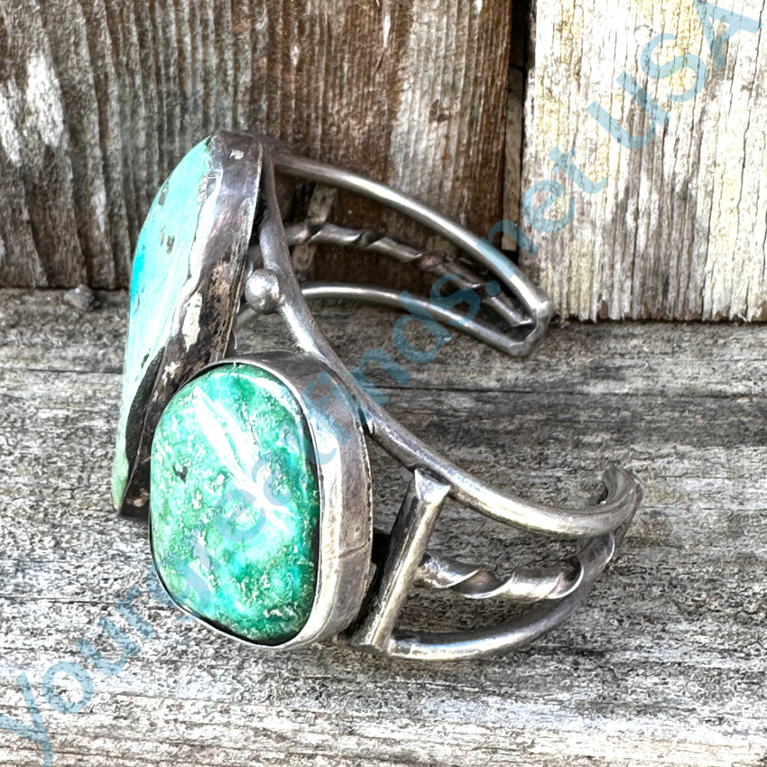 Vintage Navajo Sterling Silver Sky Blue & Mint Turquoise Cuff Bracelet Bracelet