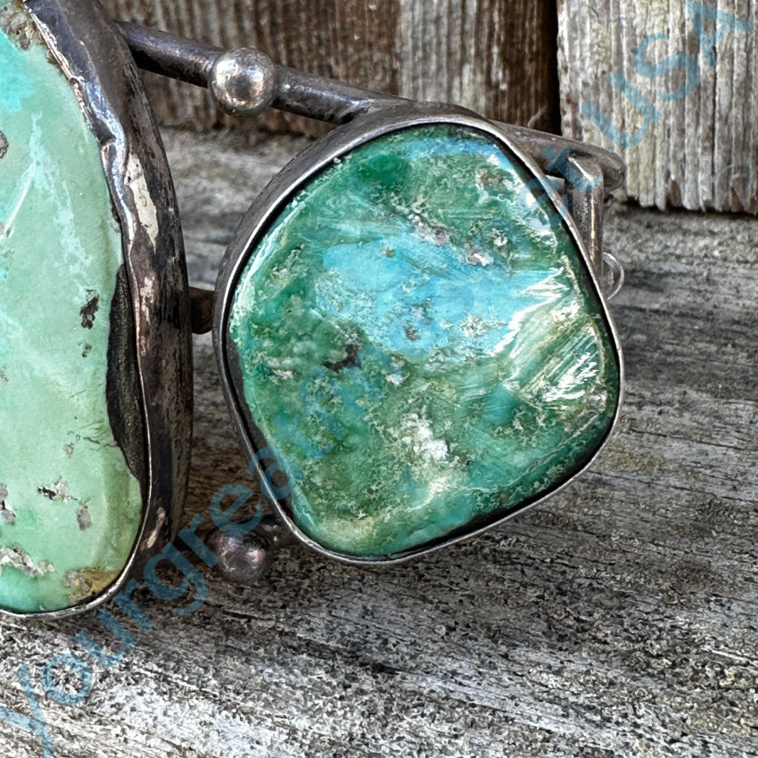 Vintage Navajo Sterling Silver Sky Blue & Mint Turquoise Cuff Bracelet Bracelet