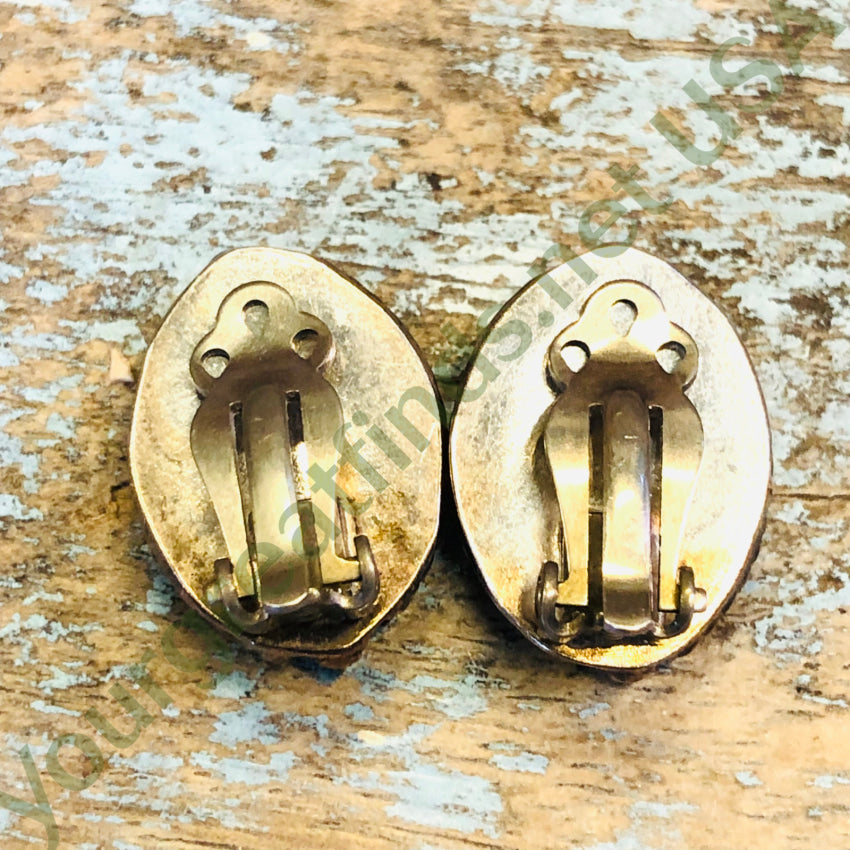 Vintage Navajo Sterling Silver & Sky Blue Turquoise Clip On Earrings