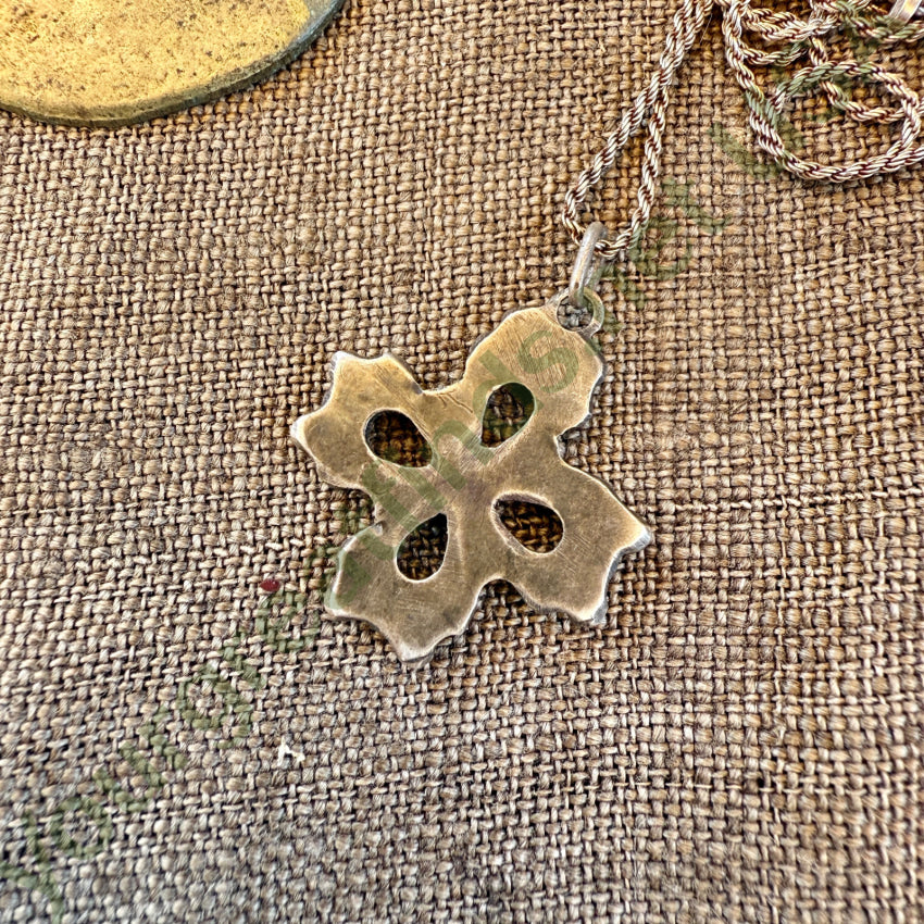 Vintage Navajo Sterling Silver & Snake Eye Turquoise Cross Necklace necklace