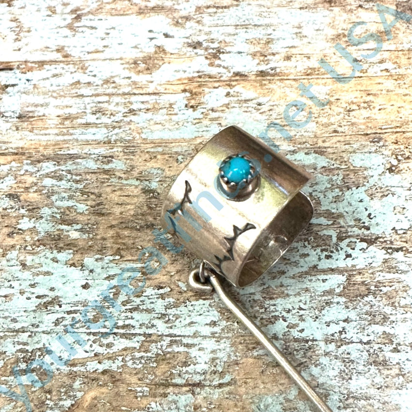 Vintage Navajo Sterling Silver Snake Eye Turquoise Ear Cuff