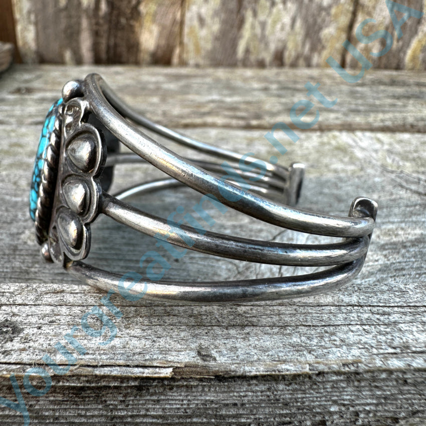 Vintage Navajo Sterling Silver & Spider Web Turquoise Cuff Bracelet Bracelet