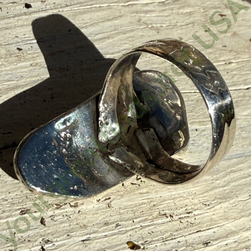 Vintage Navajo Sterling Silver & Spider Web Turquoise Long Ring 7 ring