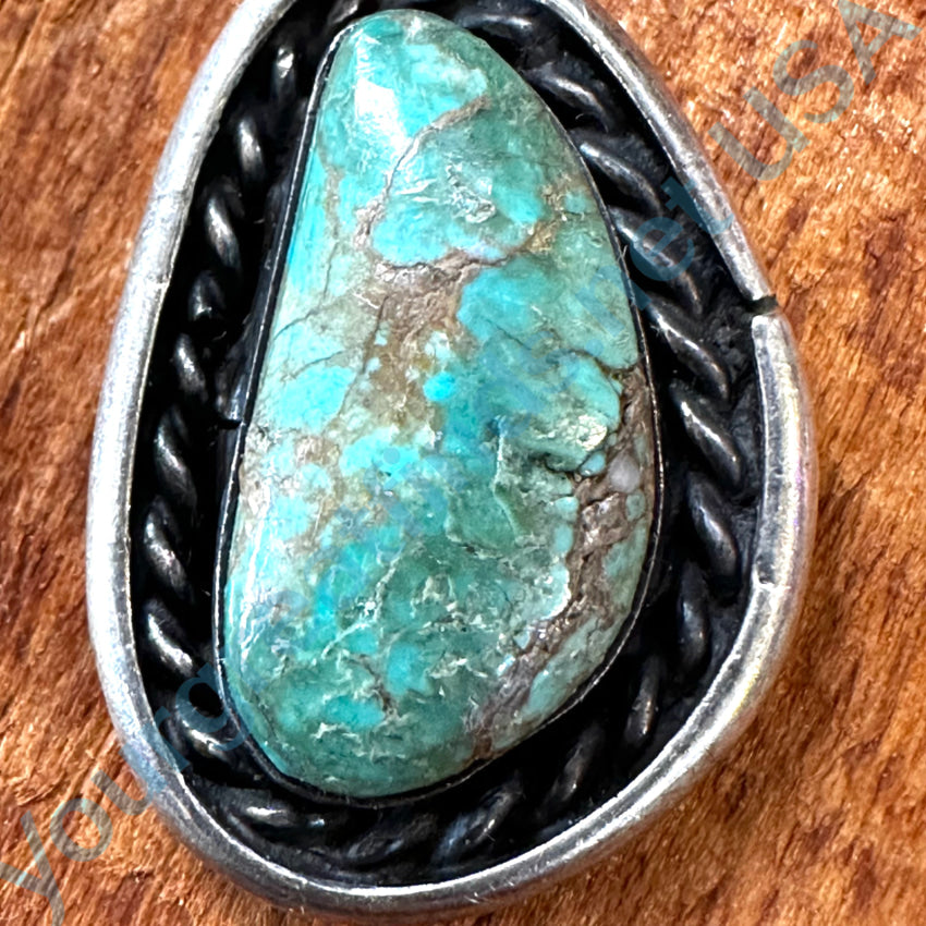 Vintage Navajo Sterling Silver & Spider Web Turquoise Pendant