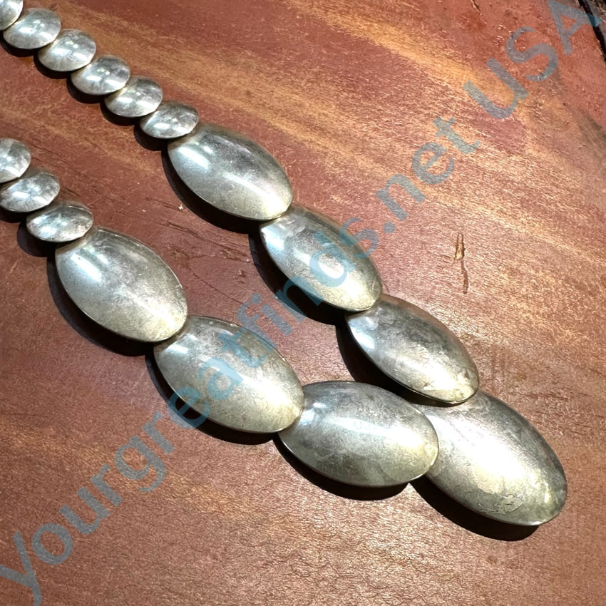 Vintage Navajo Sterling Silver Stamped Disk Bead Necklace